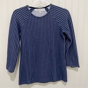 Lesley Evers Blue Textured Women's Blouse